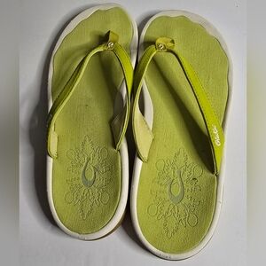 Olukai Yellow-Green Flip Flop Sandals